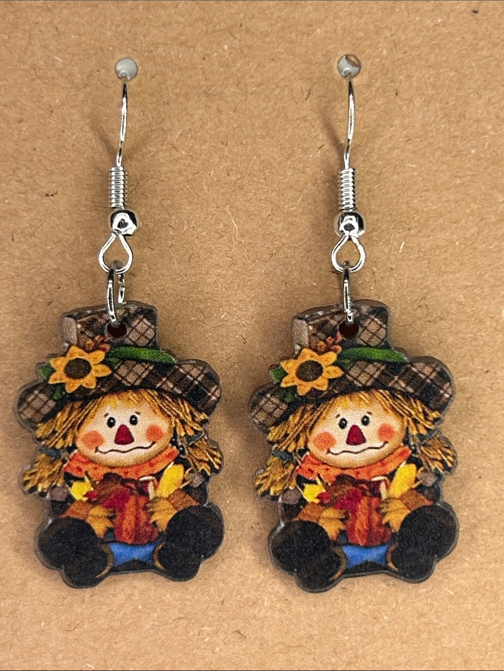 2D Acrylic Fall Scarecrow Dangle Earrings Fashion Jewelry